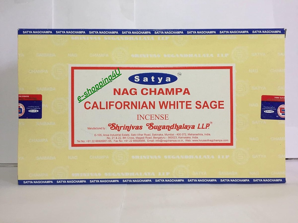Nag Champa (CALIFORNISCHE WITTE SAGE) Wierookstokjes 12 Packsx 15g