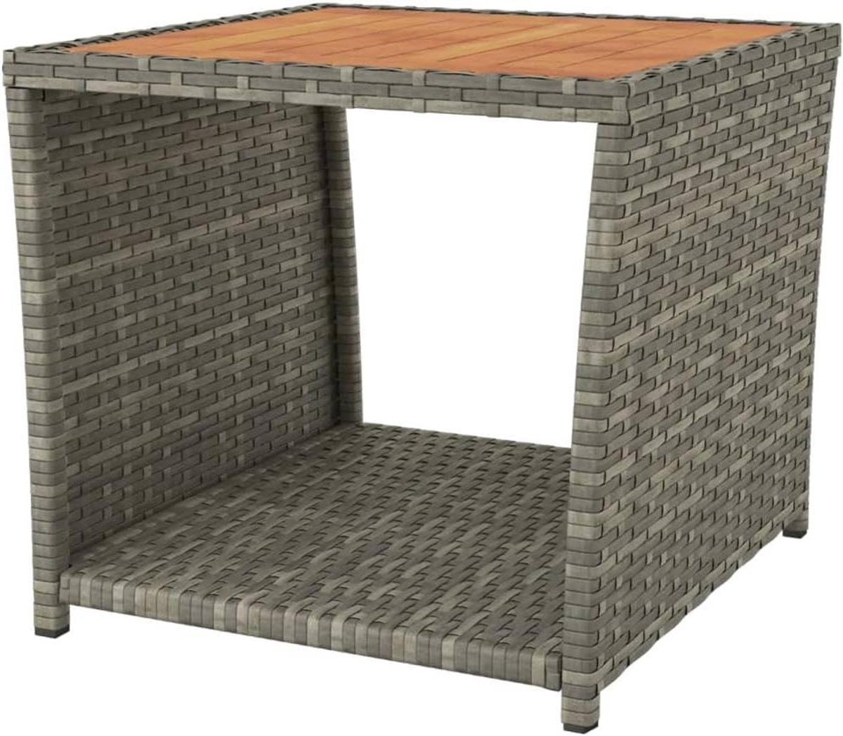 Bijzettafel Rotan Hout - Tuinstafel Terrastafel - Buiten Ontspannen - Weerbestendig Materiaal - 45 x 45 x 40 cm