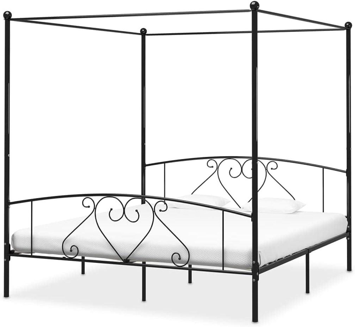 Hemelbed Frame - Bedframe Slaapkamer - Elegante Slaapkamer - Massief Metaal - 180 x 200 cm - Zwart