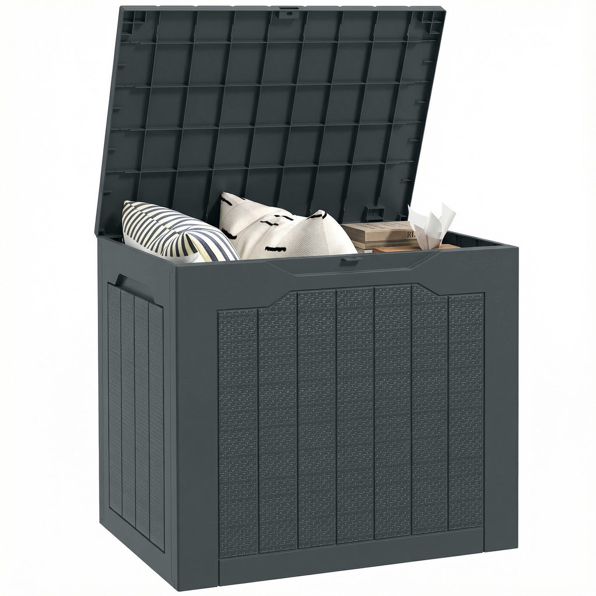 Opbergbox - 97L - Waterdicht - Tuinbox - met verzonken handgreep 56x41x50 cm, donkergrijs