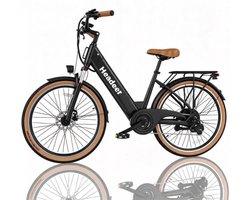 HEADEER BD26195 Fiets (elektrisch) – 250W Motor – 48 V11.5 Ah – tot 25 km/u – 35 km Actieradius – Shimano 7-versnellingssysteem – voorvering – zwart