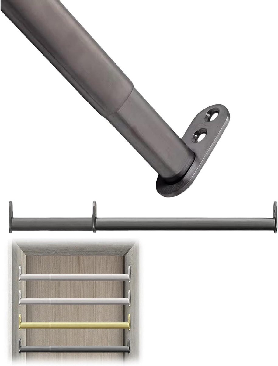 Garderobestang - Kledingroede Kledingstang - Kleding Opbergen - Uitschuifbaar en Verstelbaar - 40-140 cm - Grijs