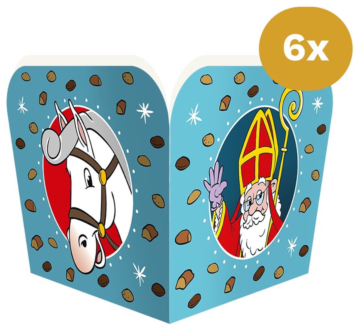 Sinterklaas Snackboxes 7x7x7cm (6 Stuks) - Traktatie Doosjes Sint & Paard - Uitdeel Cadeaudoosjes