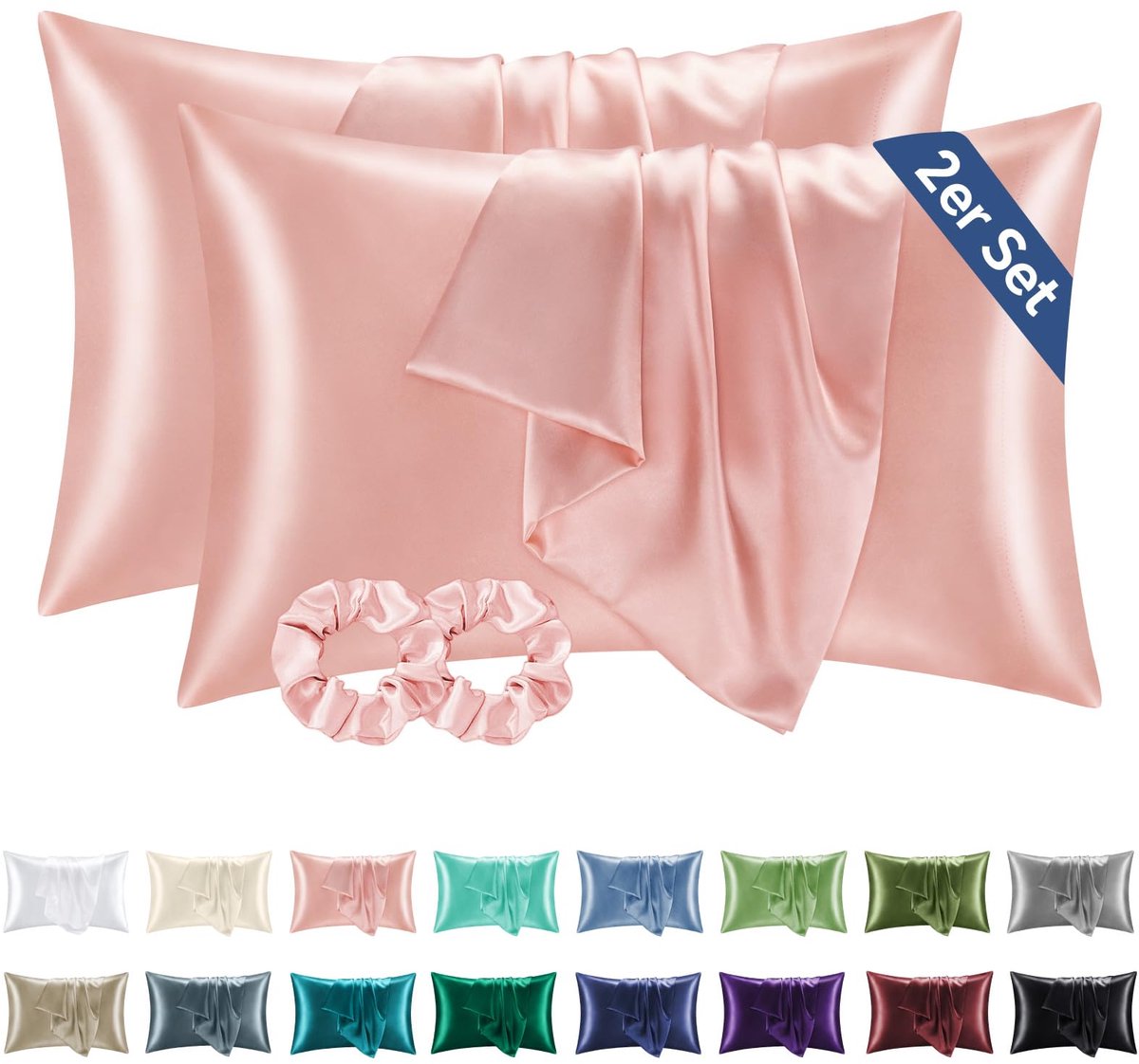 Satin Kussenhoezen 2 Stuks 40x60 Roze