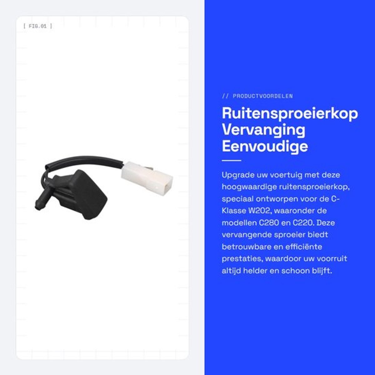 Ruitensproeierkop Vervanging - ABS Materiaal - Betrouwbare Spuit - Eenvoudige Installatie - Duurzaam - Verbeterde Prestaties - Ruitensproeier