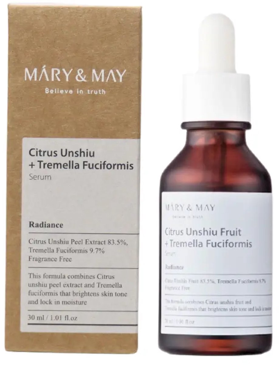 Mary & May -Citrus Unshiu + Tremella Fuciformis Serum + Gratis Farm Stay Snail Sheet Mask-bundel