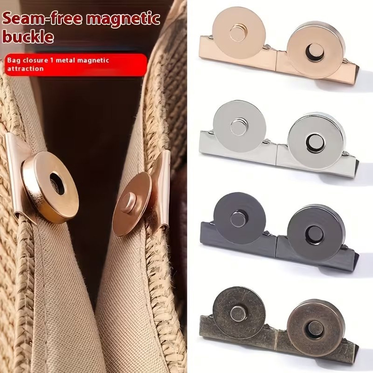 Fyfanie- 3 Paren Naai‑vrije magnetische tas sluiting – magnetische drukknop voor tassen, handtassen, rieten tassen en canvas tassen, zelftastende klembevestiging- Kleur: Goud