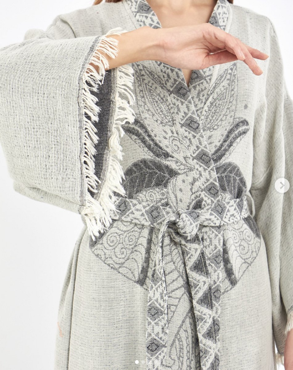 Dames Mousseline Badjas Olifant / Licht Grijs / One Size