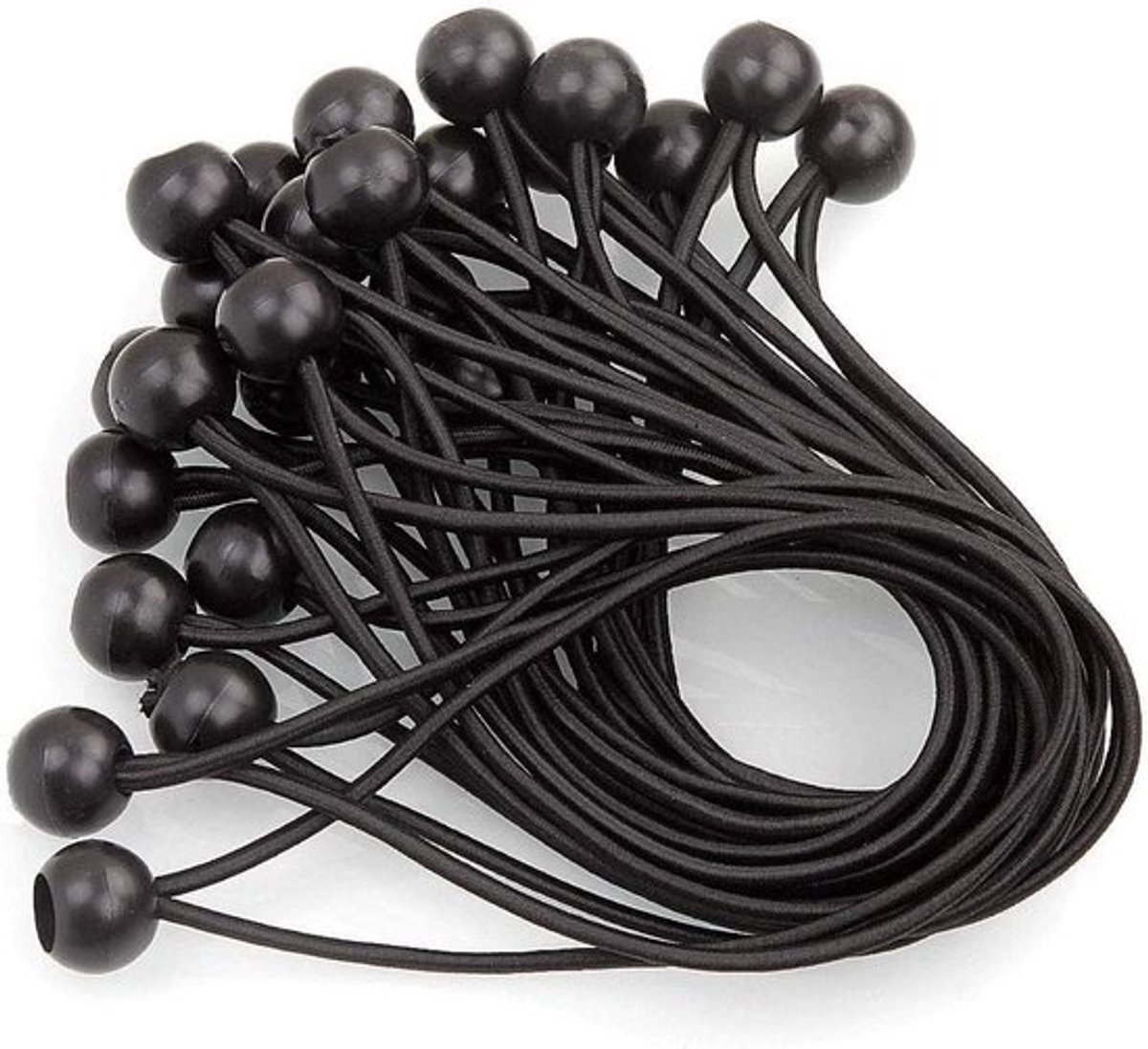 Rubberen Spanbanden - Elastisch - Met Bal - Sjorband - Zwart - Voor Tenten - Dekzeilen - Posters - Camping - Gordijnen - Extender - 200 mm - Duurzame Rubber - Flexibel - Extra Sterk - Universeel - Handig - Sjorsysteem - 200 millimeter.