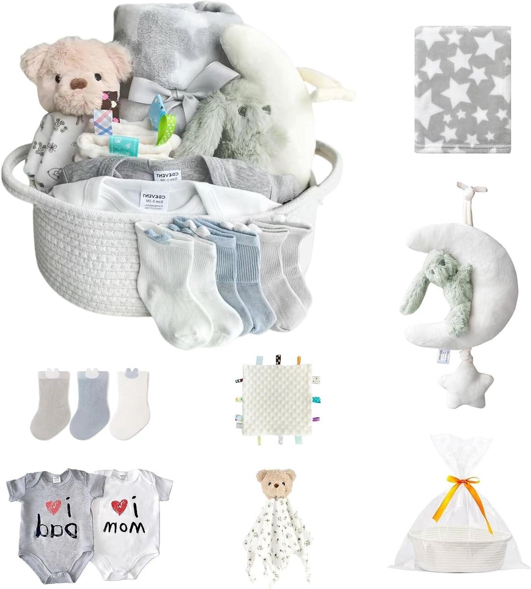 Baby Cadeauset - Kraamcadeau - Baby Verzorging - Compleet Baby Pakket - Baby Maat - Wit