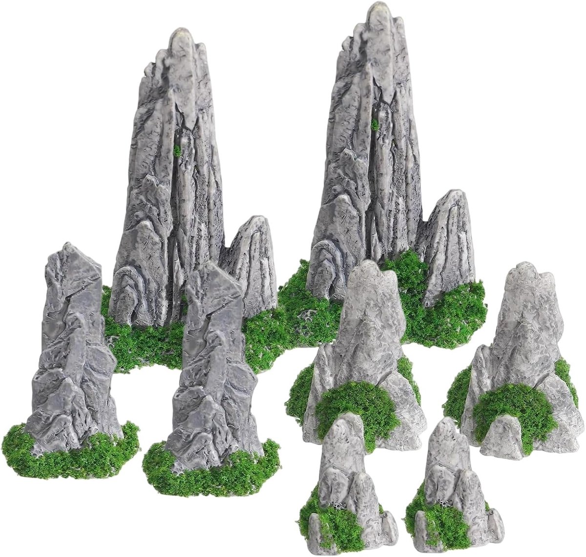 Miniatuur Bergdecoratie Set van 8 Stukken, Zen Tuin Accessoires, Resin Bonsai voor Modelbouw, Sprookjestuin Decoratie, DIY Landschap Versiering