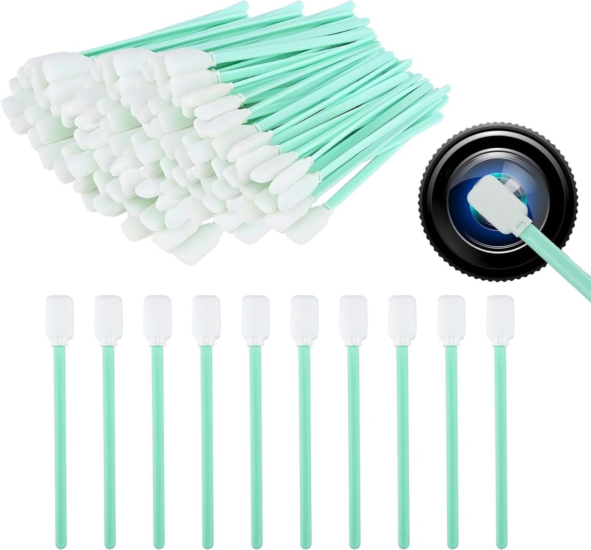 100 Stuks Schoonmaak Swabs - Stofvrije Reinigingsdoeken, Spons en Lintvrije Schuimdoeken voor Camera en Inktjetprinter Onderhoud