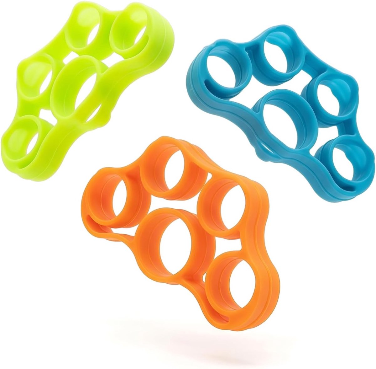 Set van 3 vingertrainers van siliconen voor het versterken van de grip, verbeteren van flexibiliteit en stressverlichting tijdens fitness en revalidatie