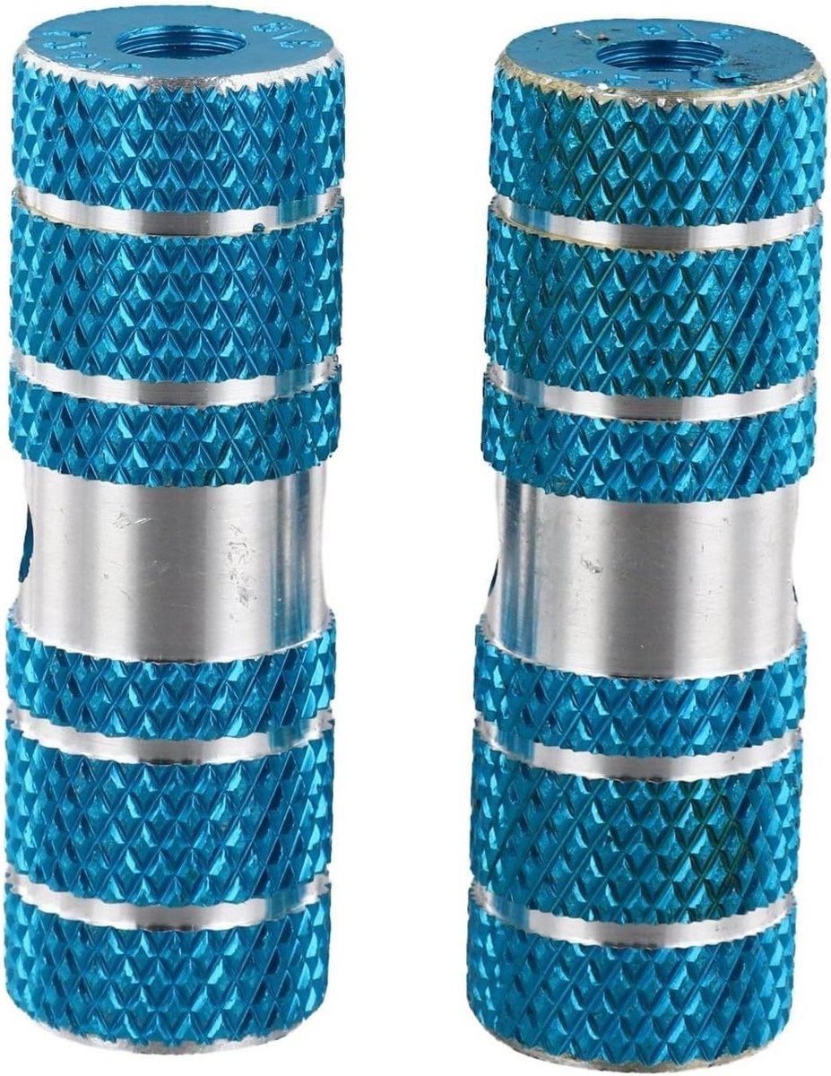Fietspinnen Achteras - Stuntpinnen Fiets - Extra Voetsteun - Antislip Gegroefd - 70mm Lengte - Blauw
