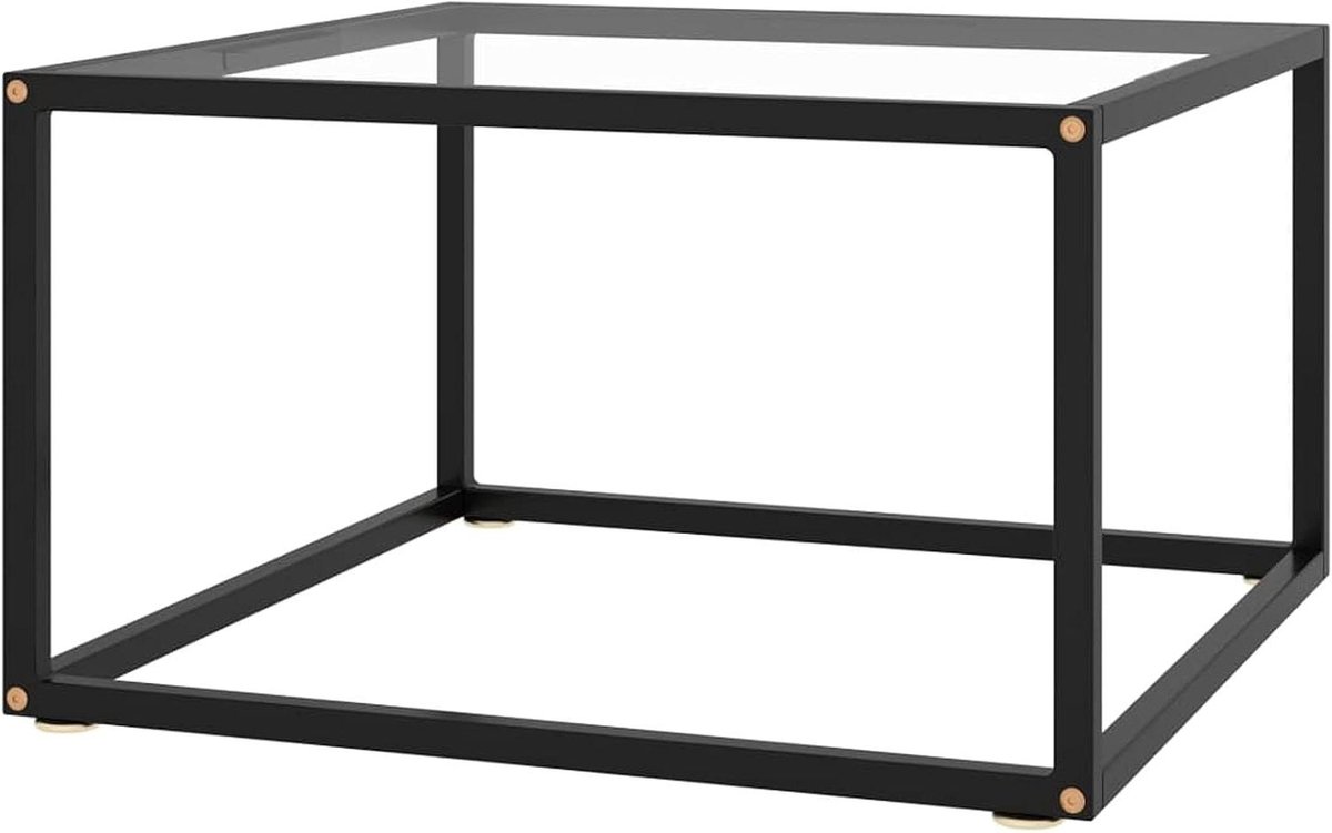 Salontafel - Koffietafel Glas - Woonkamer Inrichten - Gehard Glas - 60x60x35 cm - Transparant Zwart