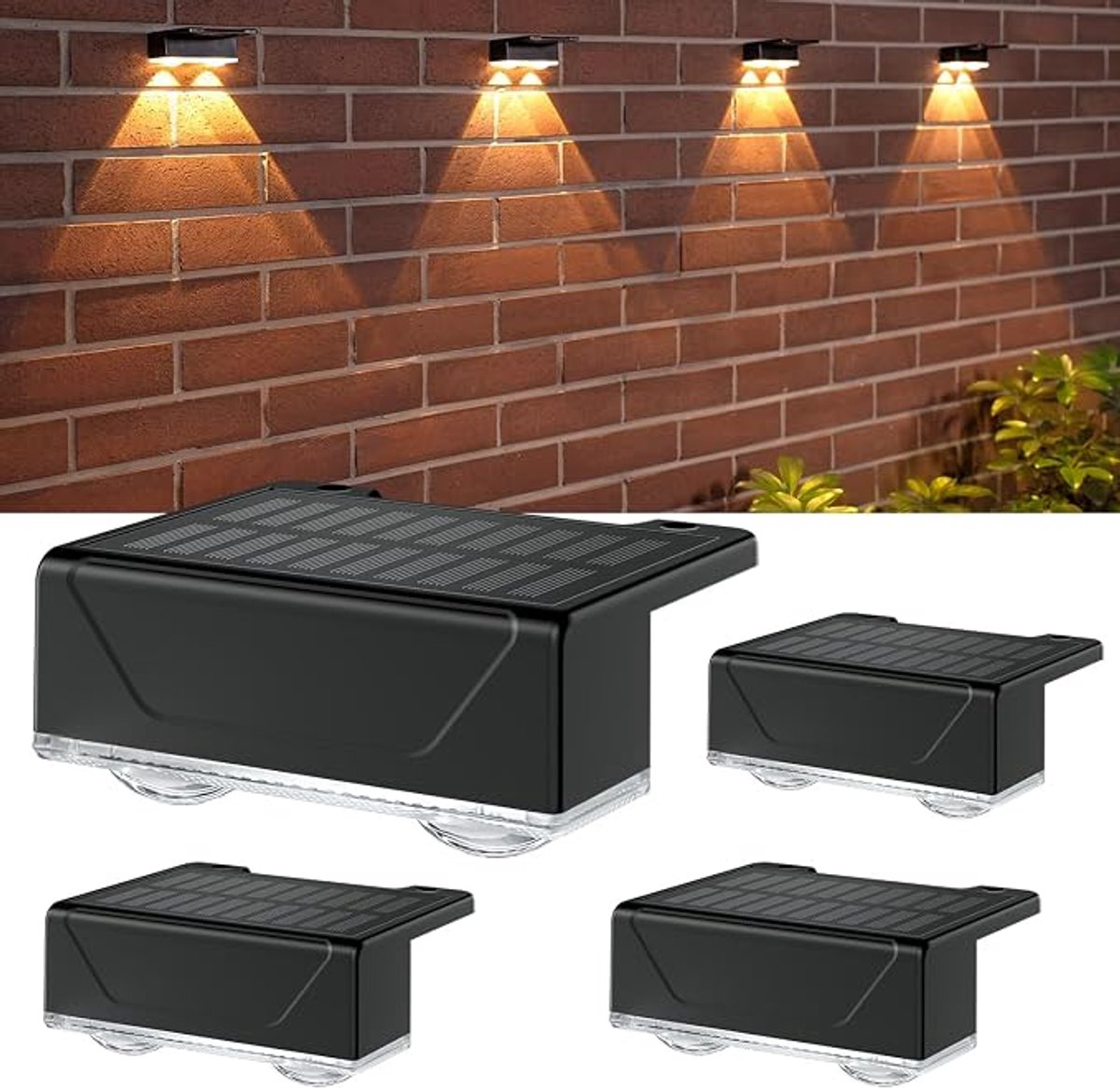 4x Solar Wandlampen voor Buiten – RGB LED – 8 Lichtstanden – IP65 Waterdicht – Tuin, Schutting, Balkon & Terras