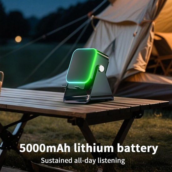 Inductie Speaker - Telefoonhouder Audio - Muziek Luisteren - Ingebouwd LED Licht - 12.1x7.3x5.9cm - Zwart — afbeelding 2
