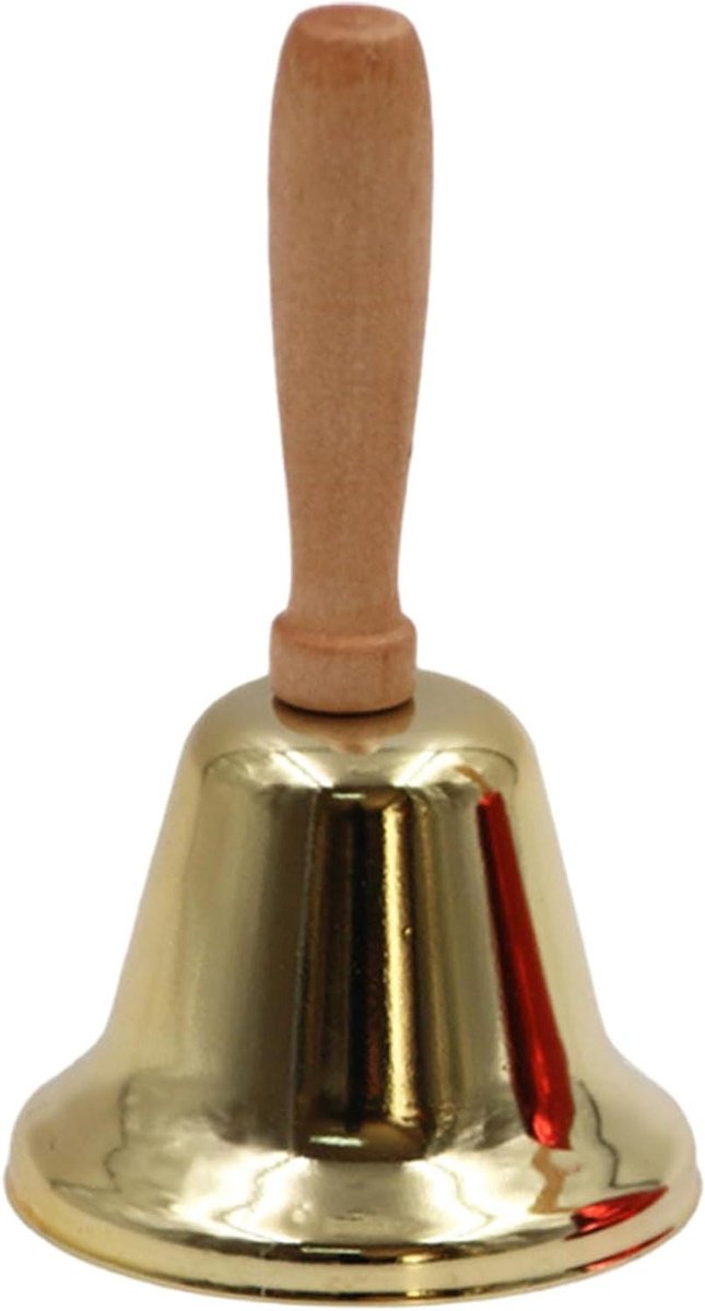 Handbel Metaal - Alarmbel Hout - Signaal Geven - Extra Luid Geluid - 116 cm - Goud