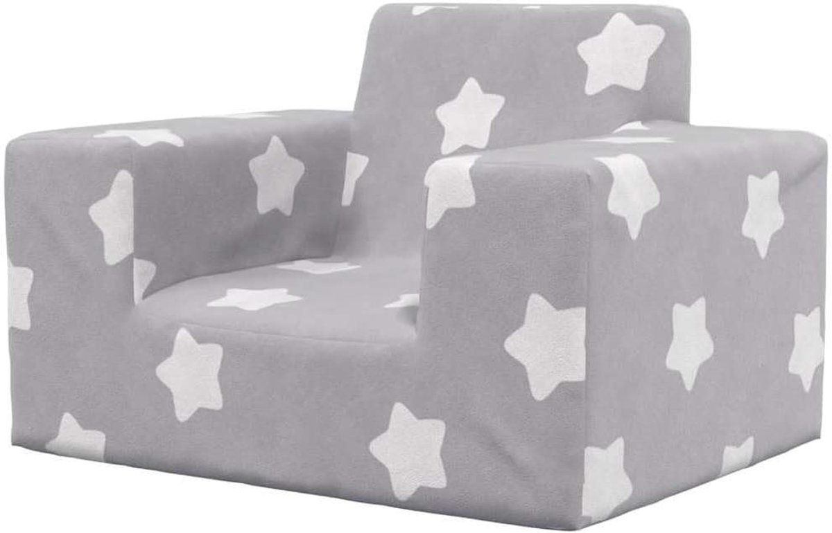 Kinderbank - Kinderstoel Sofa - Ontspannen Lezen - Afneembare Overtrek - 52 x 38 x 34 cm - Lichtgrijs Sterren