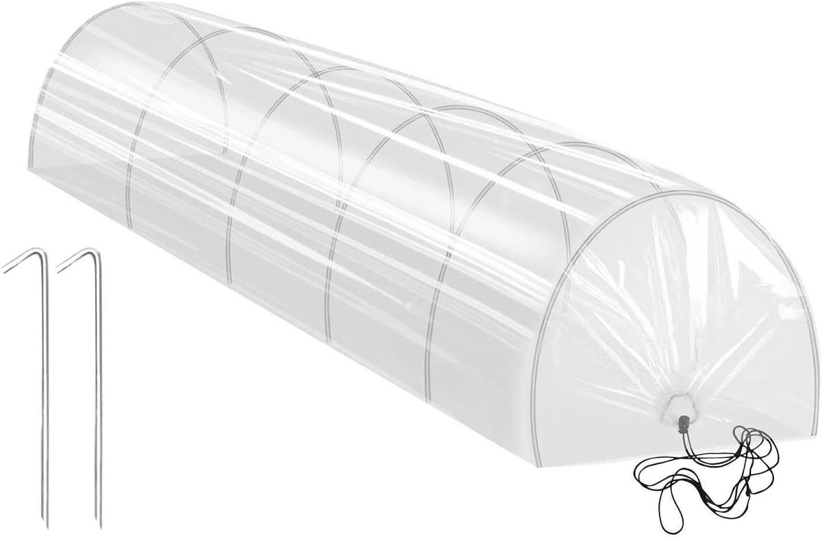 Tunnelkas Plantenhoes - Kweekkas Beschermhoes - Planten Beschermen - Verstelbaar Frame - 300 cm Lengte - Wit