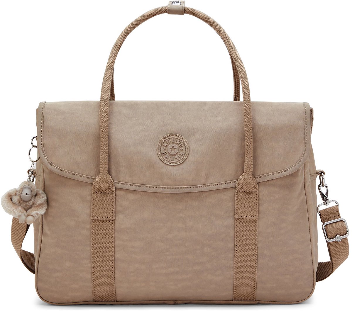 kipling schoudertas laptoptas met laptopvak Basic Superworker Computer Bag Tan Beige Taupe