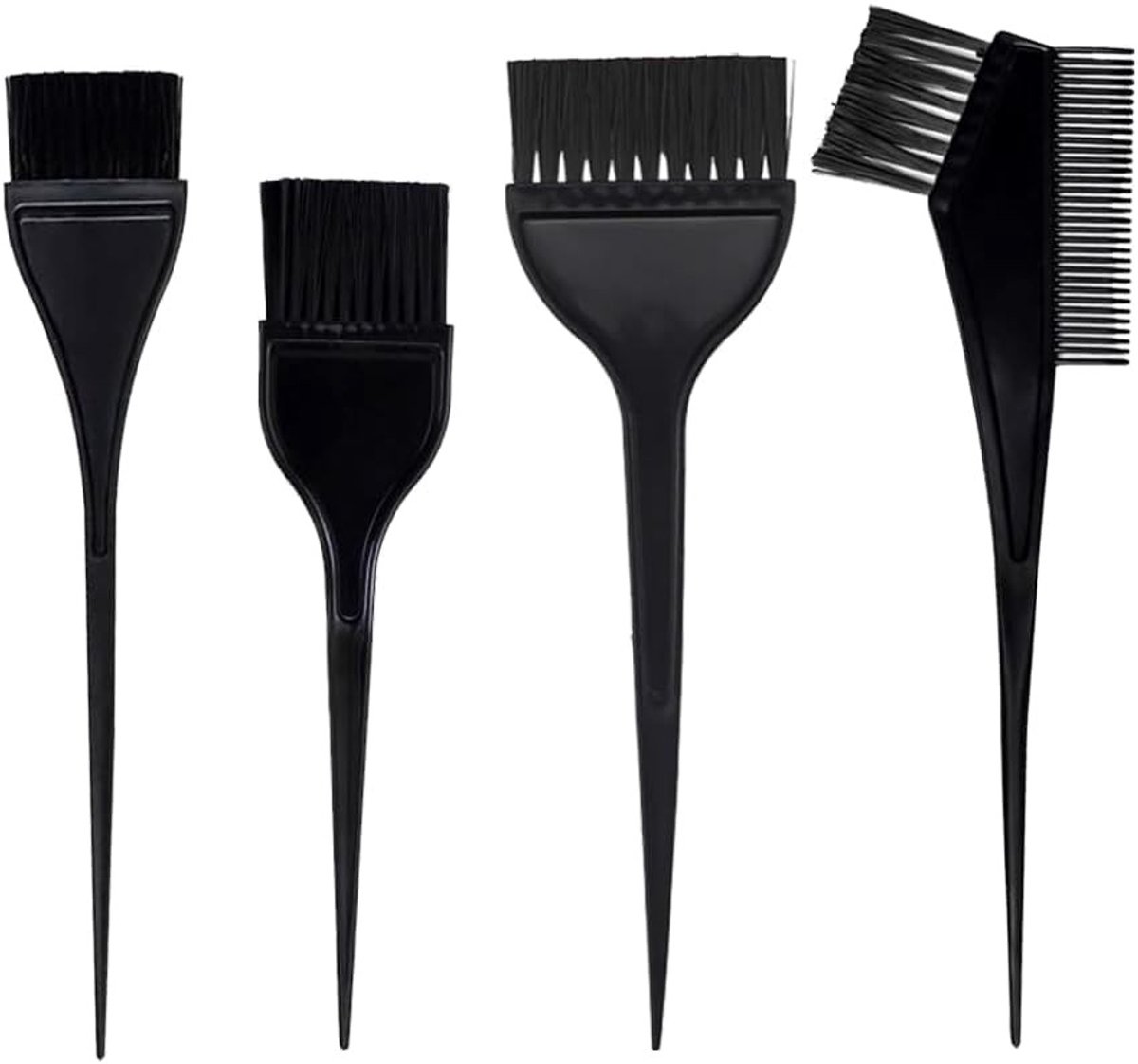 Set van 4 Haarverf Kwasten met Kam - Professionele Applicatietools voor Thuis en Kapsalon, Ideaal voor Kleuren en Verftechnieken