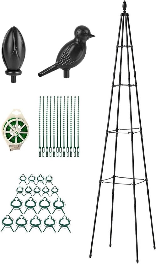 Plantenrek A-frame - Klimplantsteun Tuin - Planten Ondersteunen - In Hoogte Verstelbaar - 160 cm - Zwart