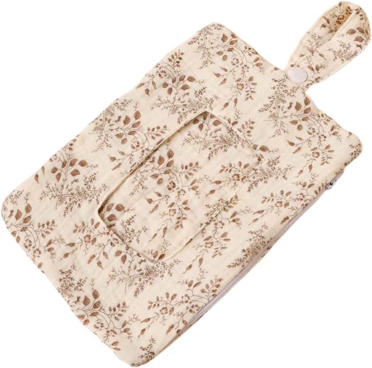 Doekjeshouder - Luierzak Hangend - Babyverzorging Onderweg - Vuilafstotende Buitenkant - 22 x 14 cm - Bladeren