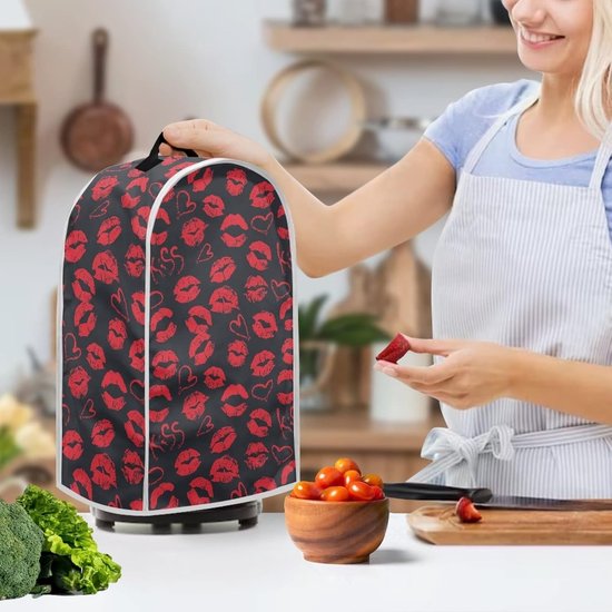 Rode Lippen Hartpatroon Blender Cover voor Keuken, Stof- en Vlekbestendig, Geschikt voor Mixers en Koffiemakers, Keuken Decoratie van rode — afbeelding 3