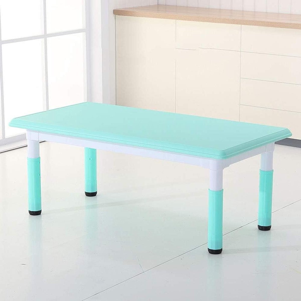 Kindertafel en stoelen set - Peutertafel speeltafel - Creatief spelen - In hoogte verstelbaar - 120x60cm tafel - Lichtgroen