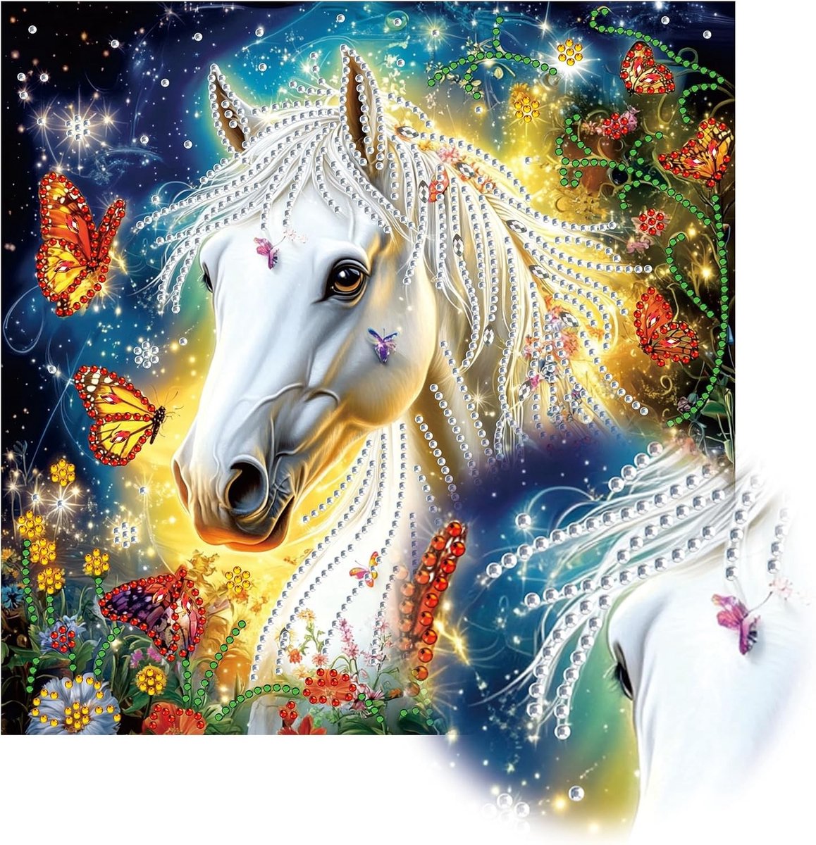 Speciale Vormen Diamant Schilderen voor Volwassenen met Paard Motief, Volledige Drill Set voor Wanddecoratie, Borduren met Kristallen Rhinestones 30x30 cm