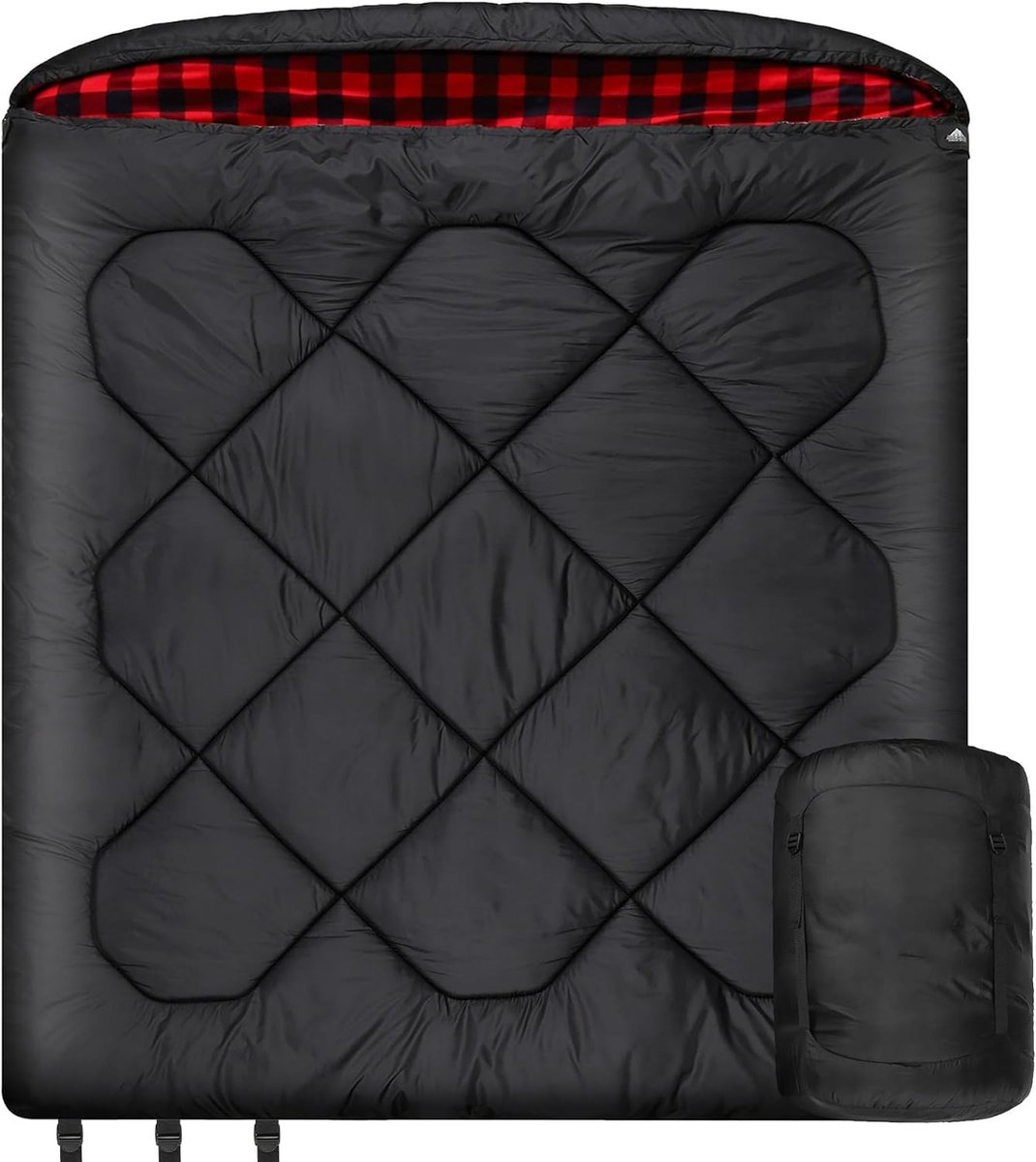 Dubbele Slaapzak - 230 x 155 cm - Waterdicht met Katoenen Flanellen Voering - Voor 2 Personen in Koud Weer