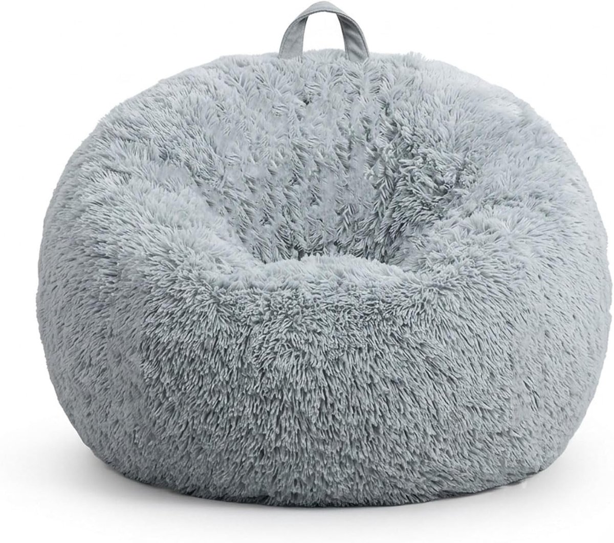 Beanbag large - Lichtgrijs - 70 x 80 cm - Zachte Zitzakhoes van Kunstbont - Voor Kinderen en Volwassenen