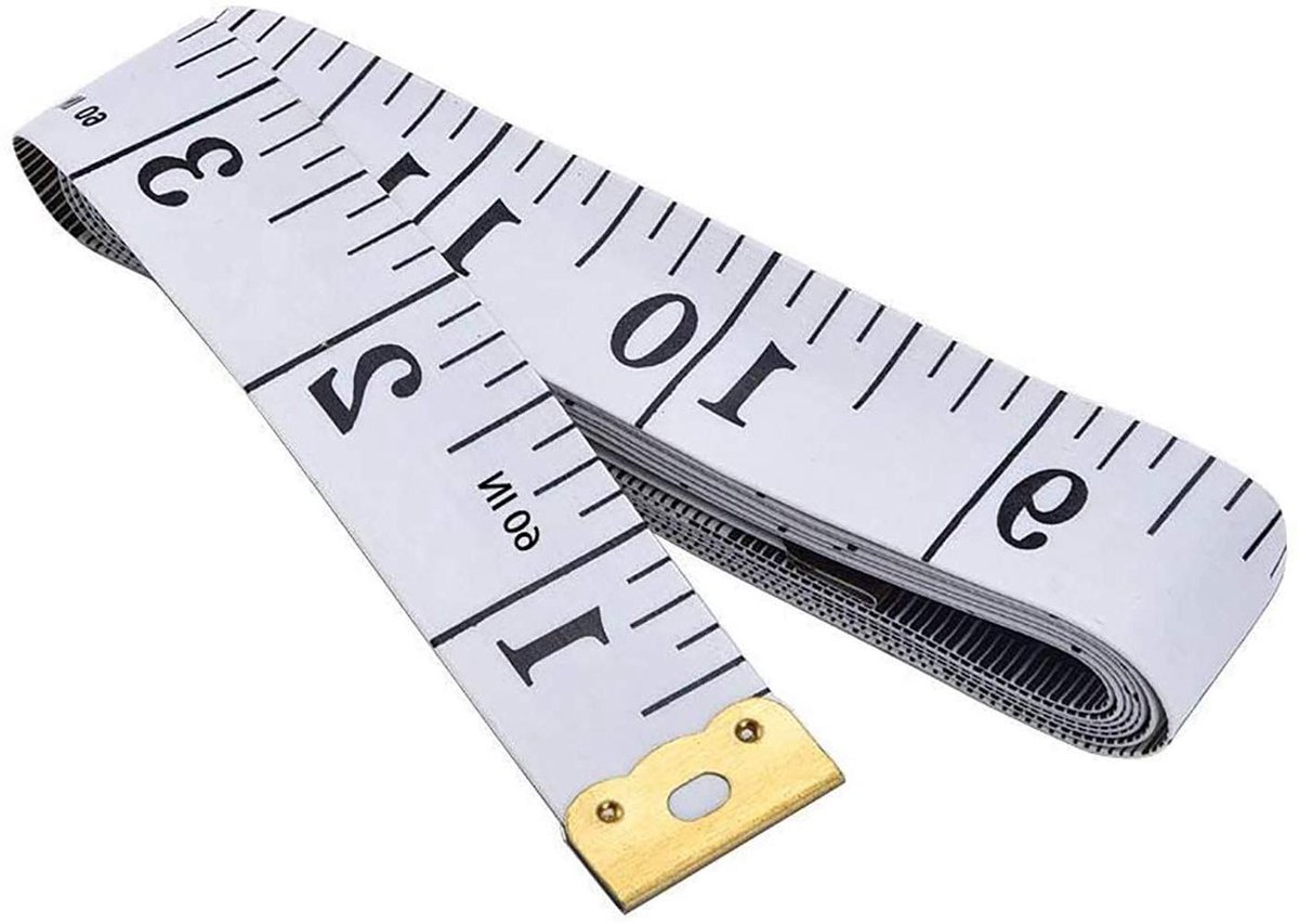 Zacht Meetlint - Flexibele Liniaal - Lichaamsmeting - Dubbele Schaal - 150 cm - Wit