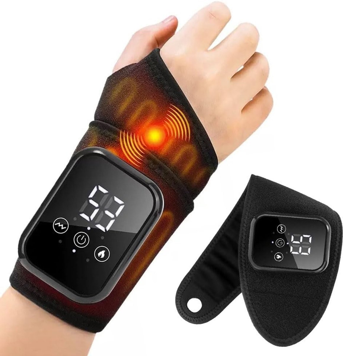 Draadloze Handmassager met Verwarmingsfunctie, 3 Massage-instellingen en Temperatuurlevels voor Carpaal Tunnel Syndroom, Artritis en Tendinitis Verlichting