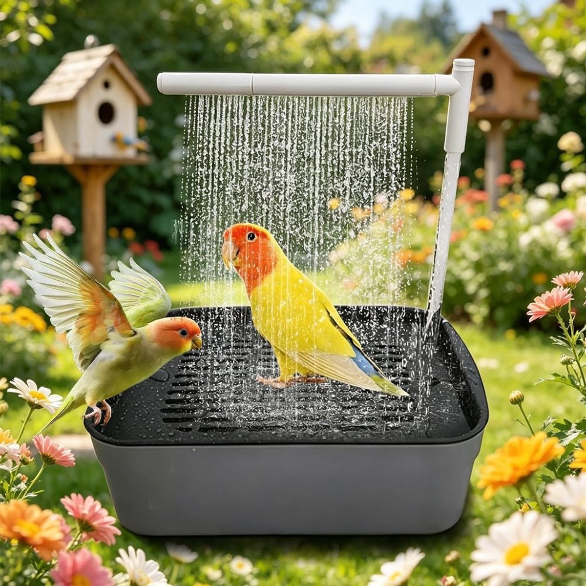 Automatisch vogelbad met pomp, multifunctioneel ontwerp voor vogels, vogeldouche en accessoires voor parkieten en papegaaien
