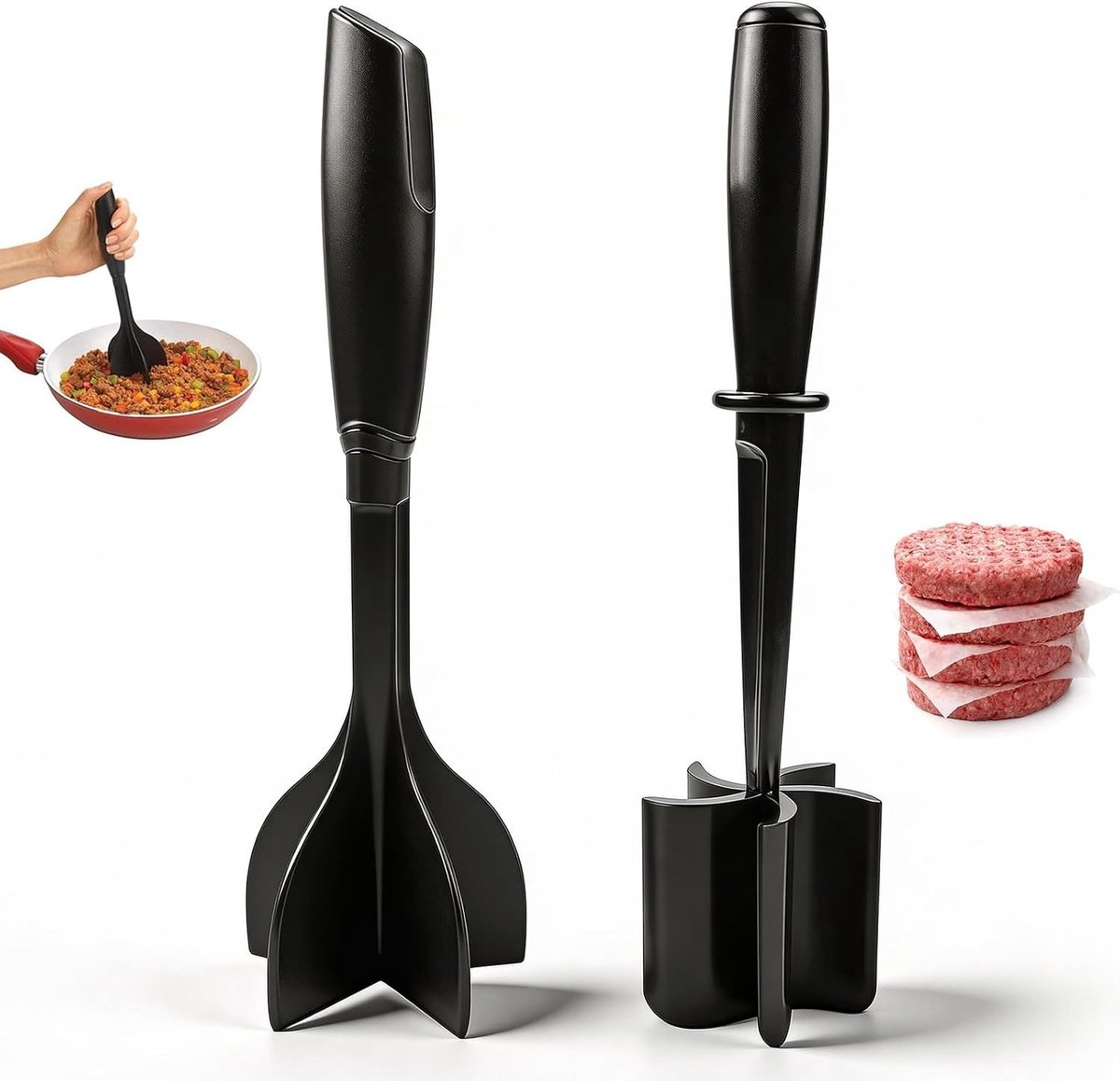 Gehaktvleeshakmolen - Zwart - 28 cm - Kunststof - Voor Keuken en Grill