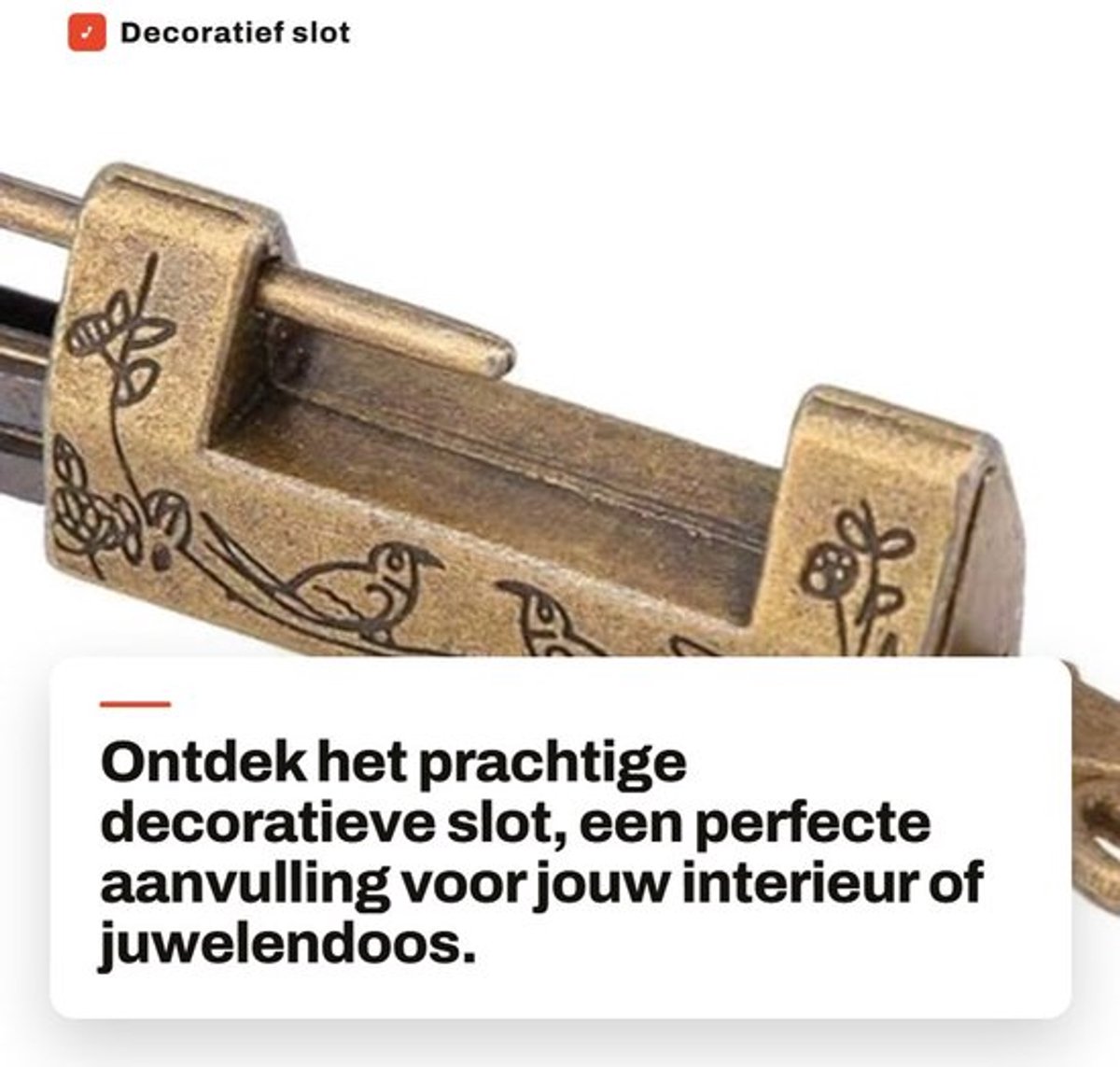 Hangslot Duurzaam - Vintage Hangslot - Decoratief Slot - Antiek Slot - Zinklegering - Gegraveerd Patroon - Decoratieslot