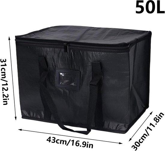 Voedselbezorgtas - Thermos tas Maaltijd - Eten Transporten - Dubbele Rits Toegang - 50 liter - Effen — afbeelding 5
