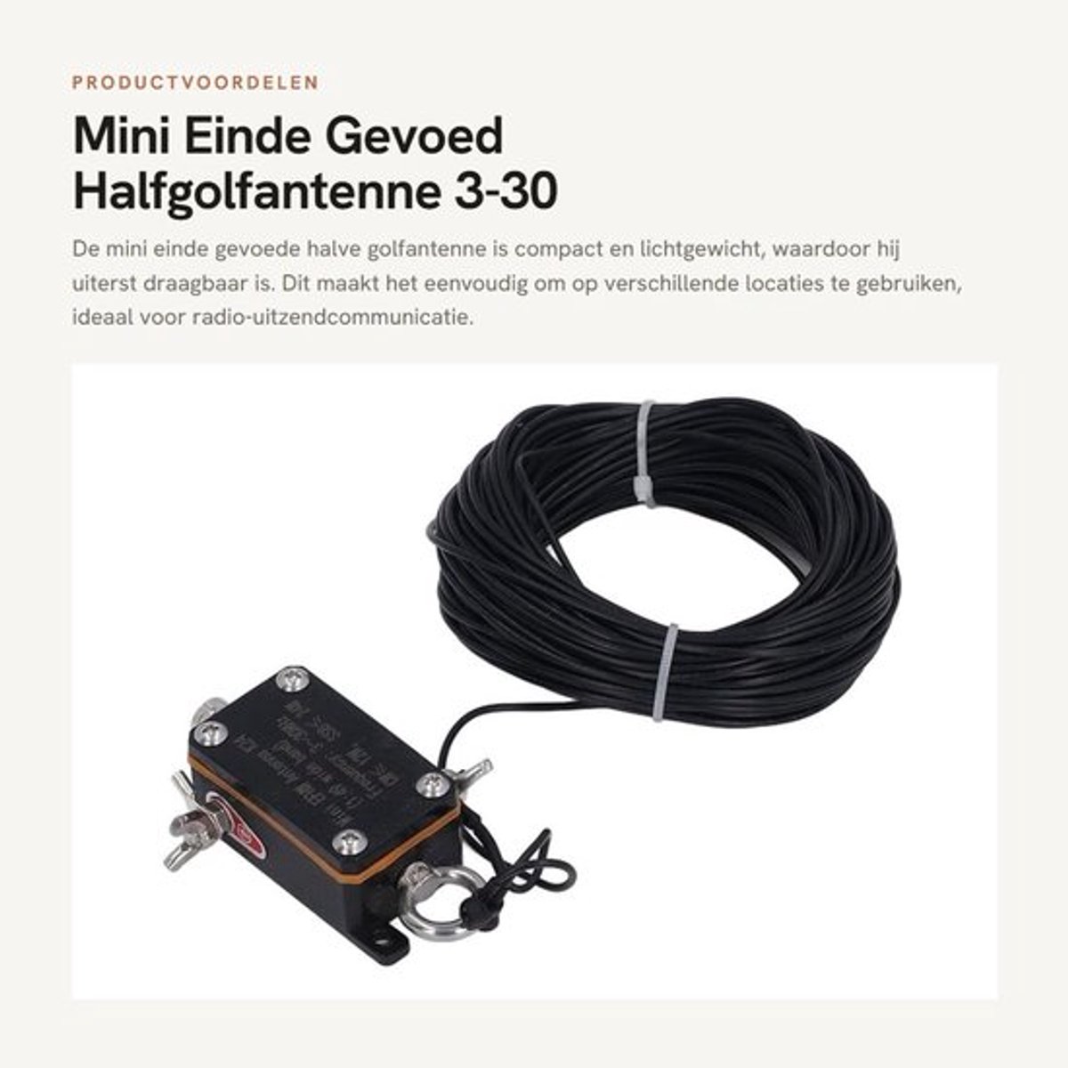 Halfgolfantenne Compact - Mini Antenne 3-30 MHz - Draagbaar - Lichtgewicht - Einde Gevoed - Voor Radio-communicatie - Radioantenne