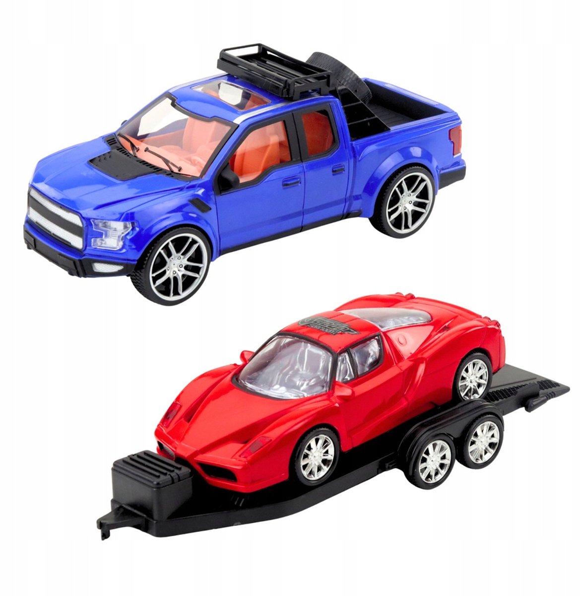 Terreinwagenset met aanhanger en sportauto
