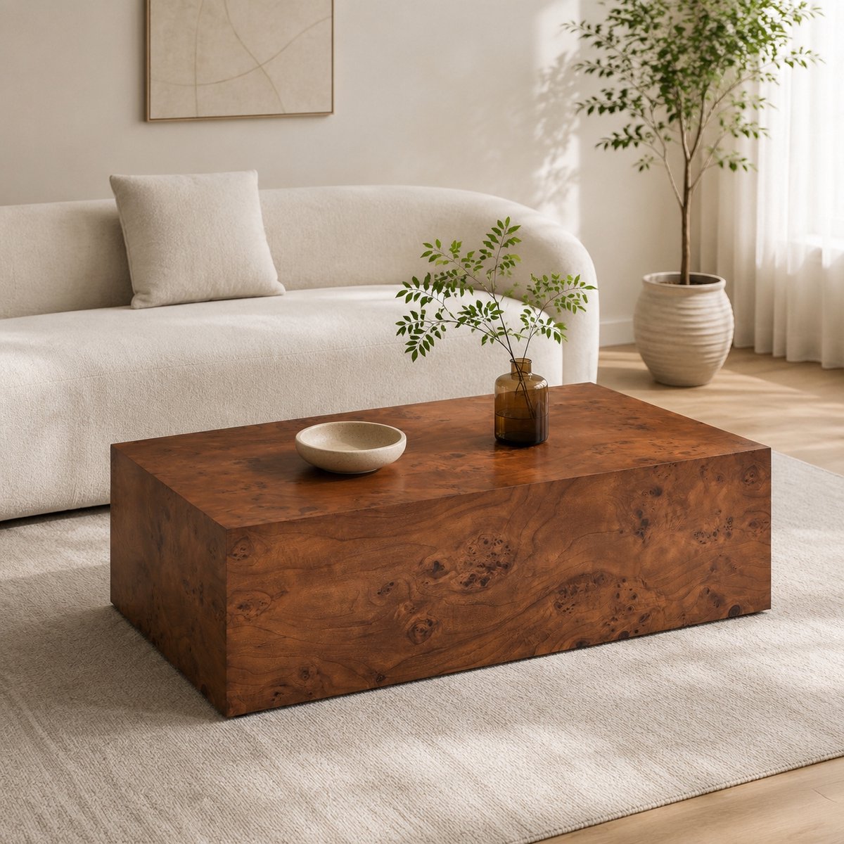 DESMIU Salontafel - Modern Minimalistisch Design - Rechthoekig Voor Woonkamer En Decoratie - MDF - 90 X 50 X 30 Cm - Walnoot