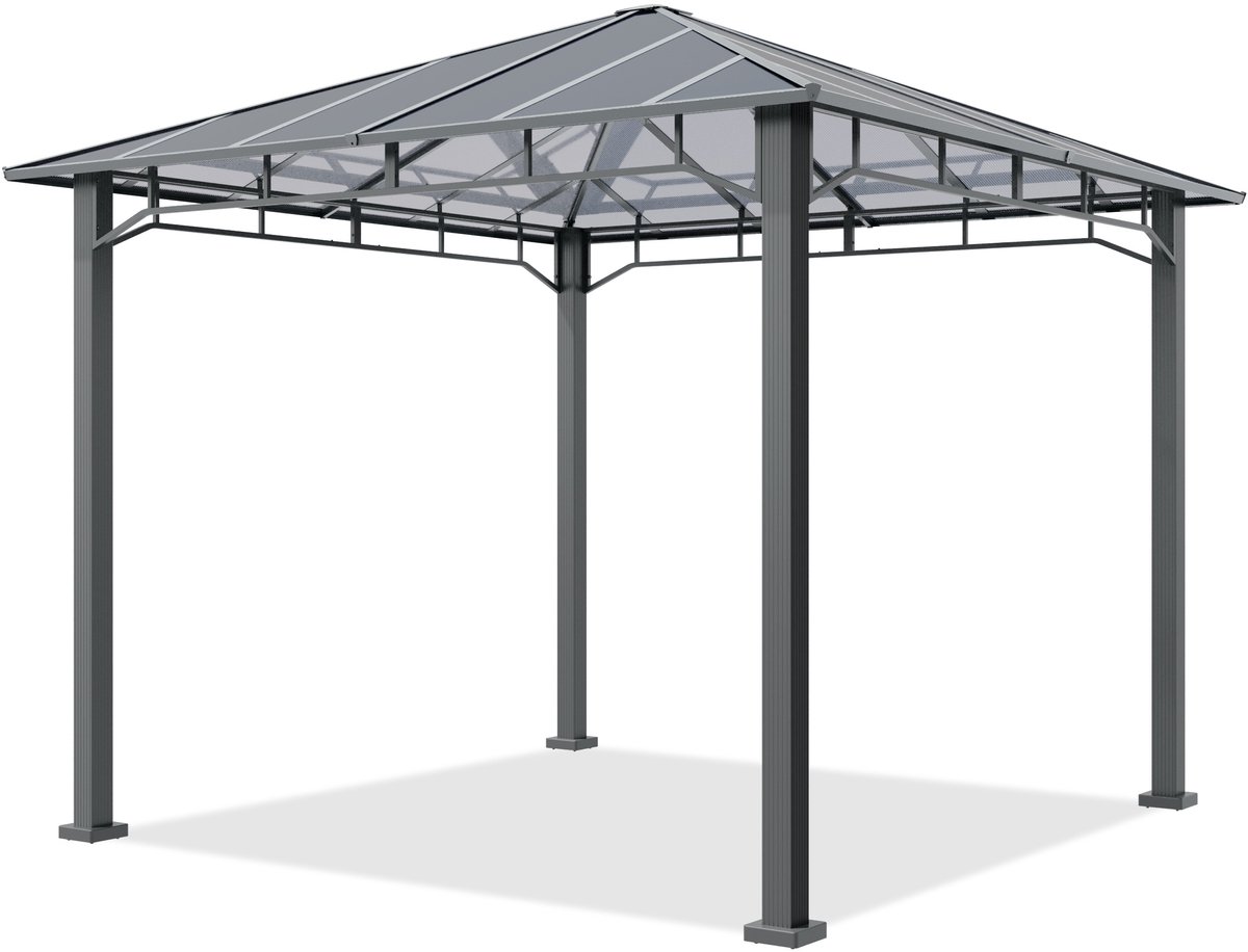 TOOLPORT Tuinpaviljoen 3x3 m, aluminium frame, polycarbonaat dak ca. 8 mm