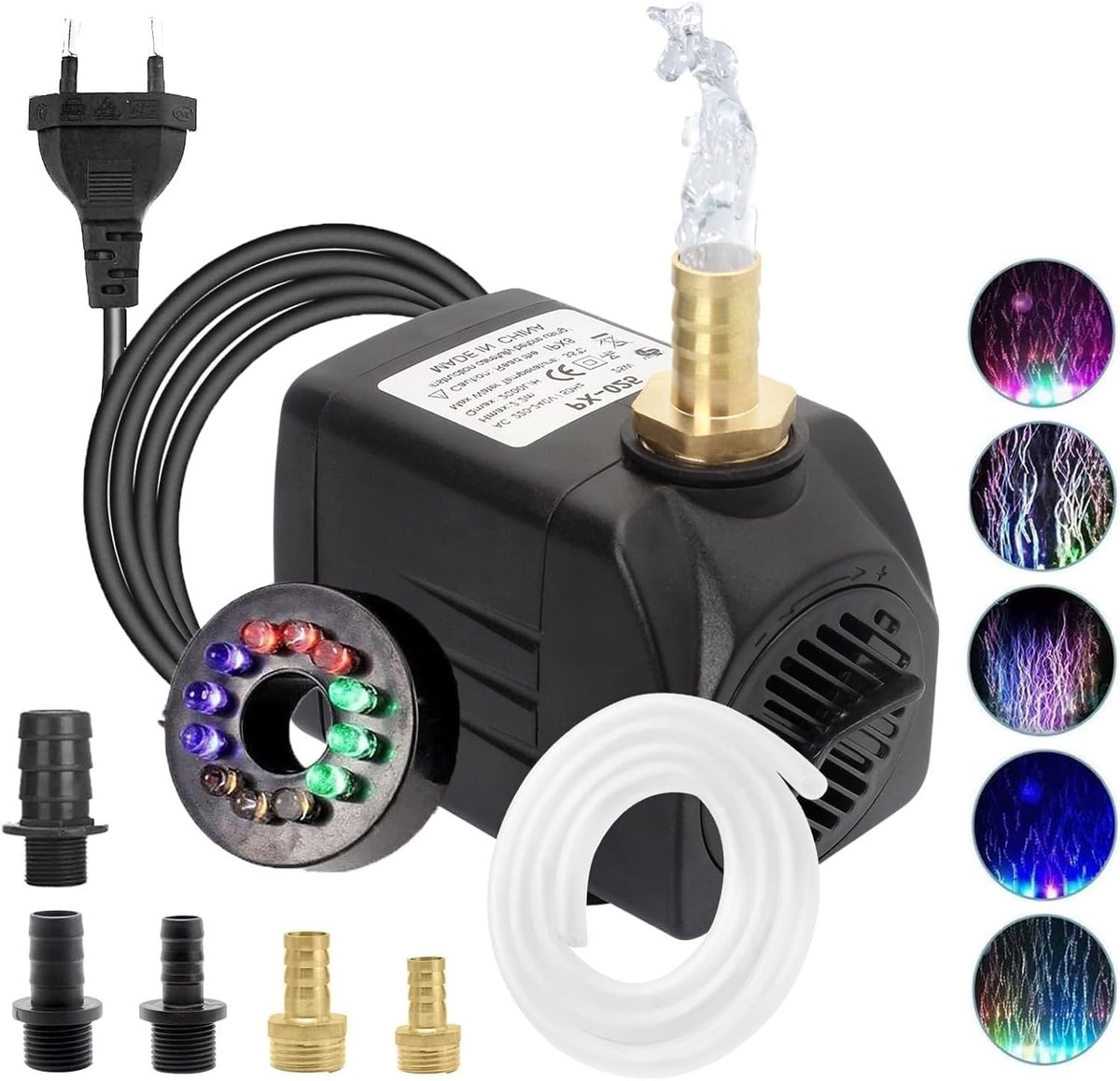 Dompelpomp - Met 12 Kleur LED Verlichting - 25W - Voor Fontein, Zwembad, Tuin en Aquarium