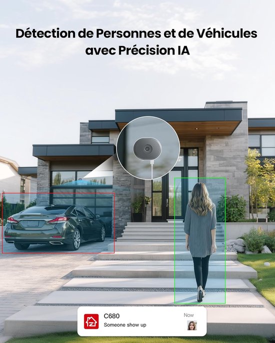 Pack 1 Binnen Bewakingscamera voor Raam - WiFi-beveiliging 2.4/5GHz - Kleuren Nachtzicht - AI-detectie van Personen/ Voertuigen — afbeelding 4