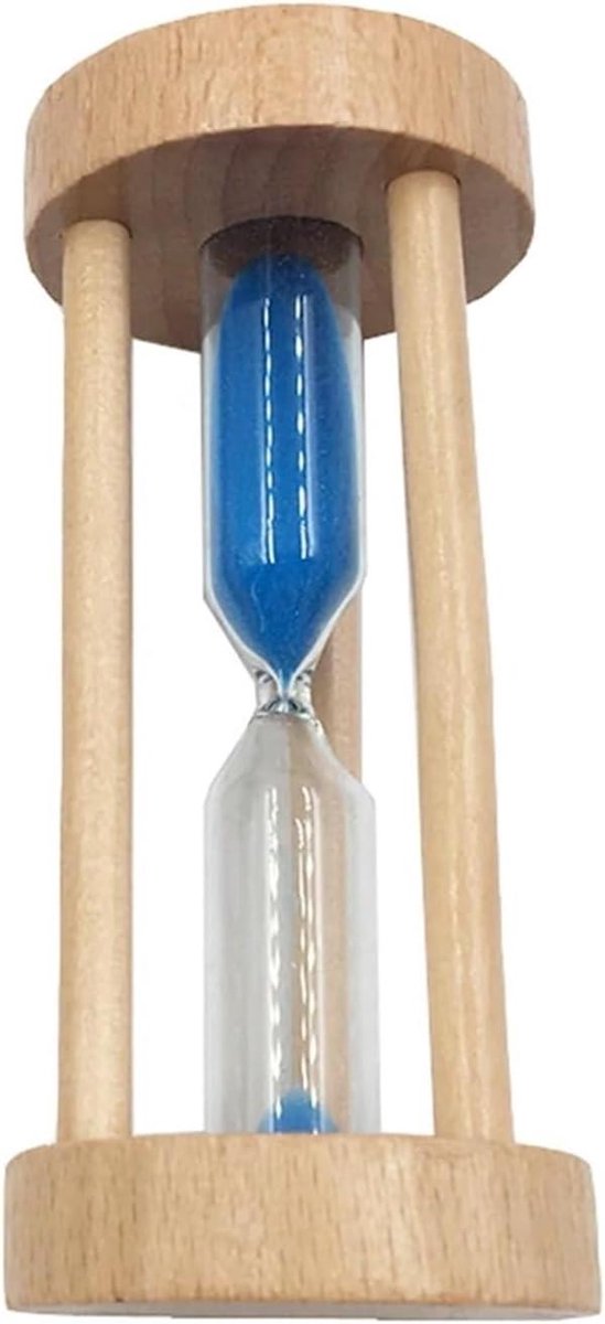 Zandloper Timer - Minutenteller Hout - Koken Leren - Gekalibreerde Hals - 10 cm - Blauw