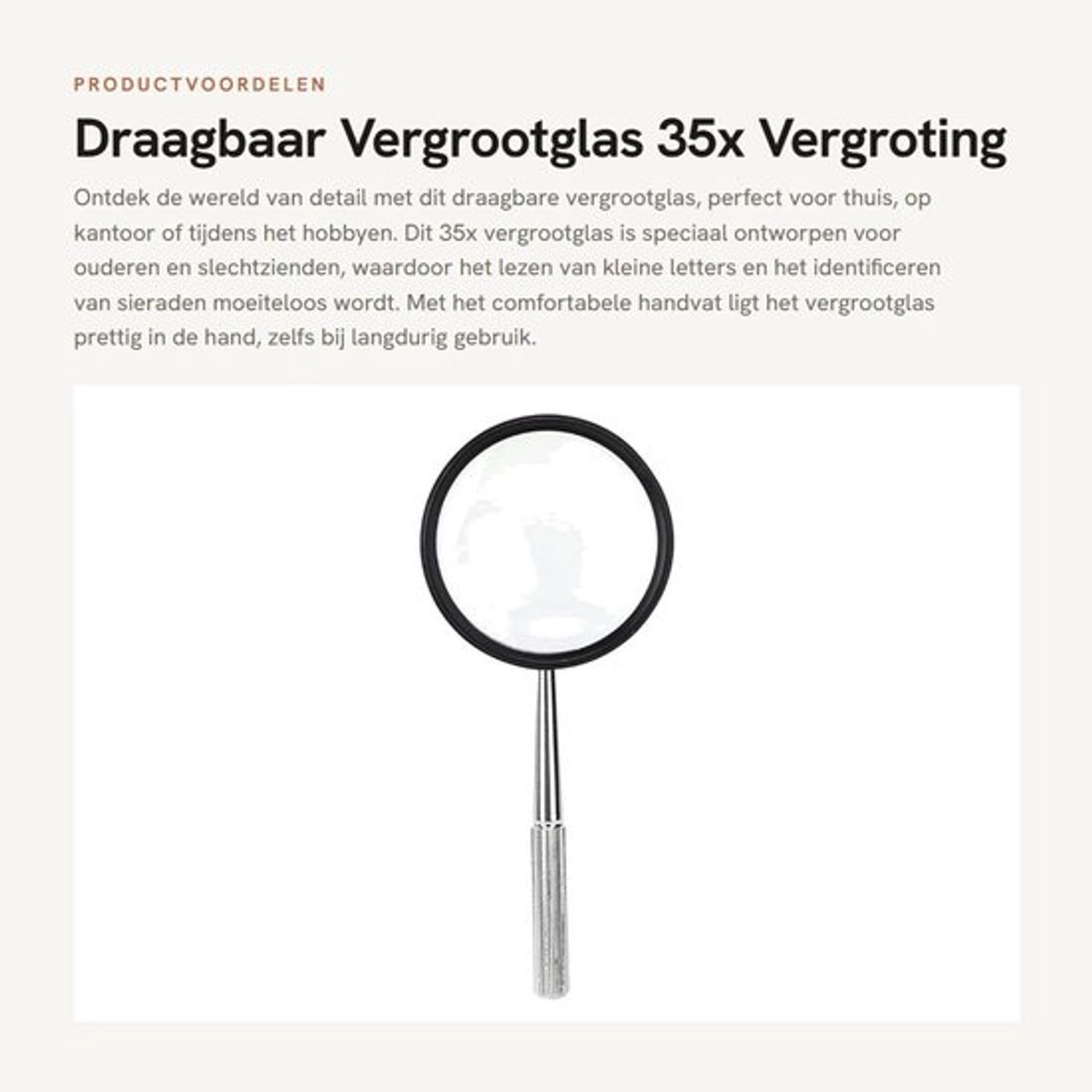 Draagbaar Vergrootglas - 35x Vergroting - Handvat voor Comfort - Ideaal voor Senioren - Slechtzienden - Voor Lezen en Repareren
