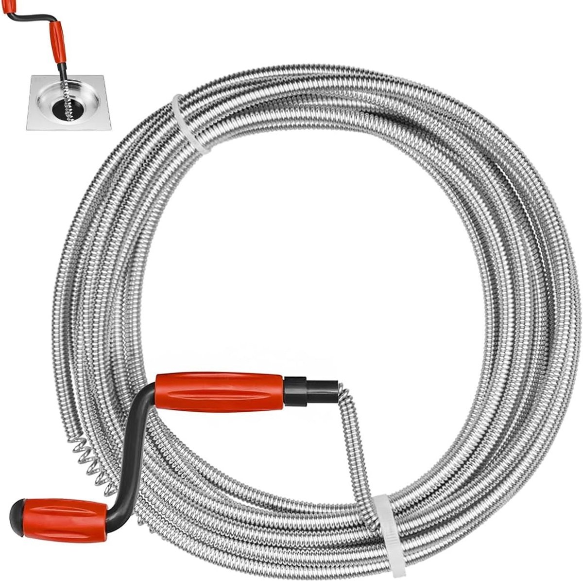 Ontstoppingsveer - Staal - 5 meter x 6 mm - Flexibele Buisreinigingsspiraal voor Afvoeren en Riolering