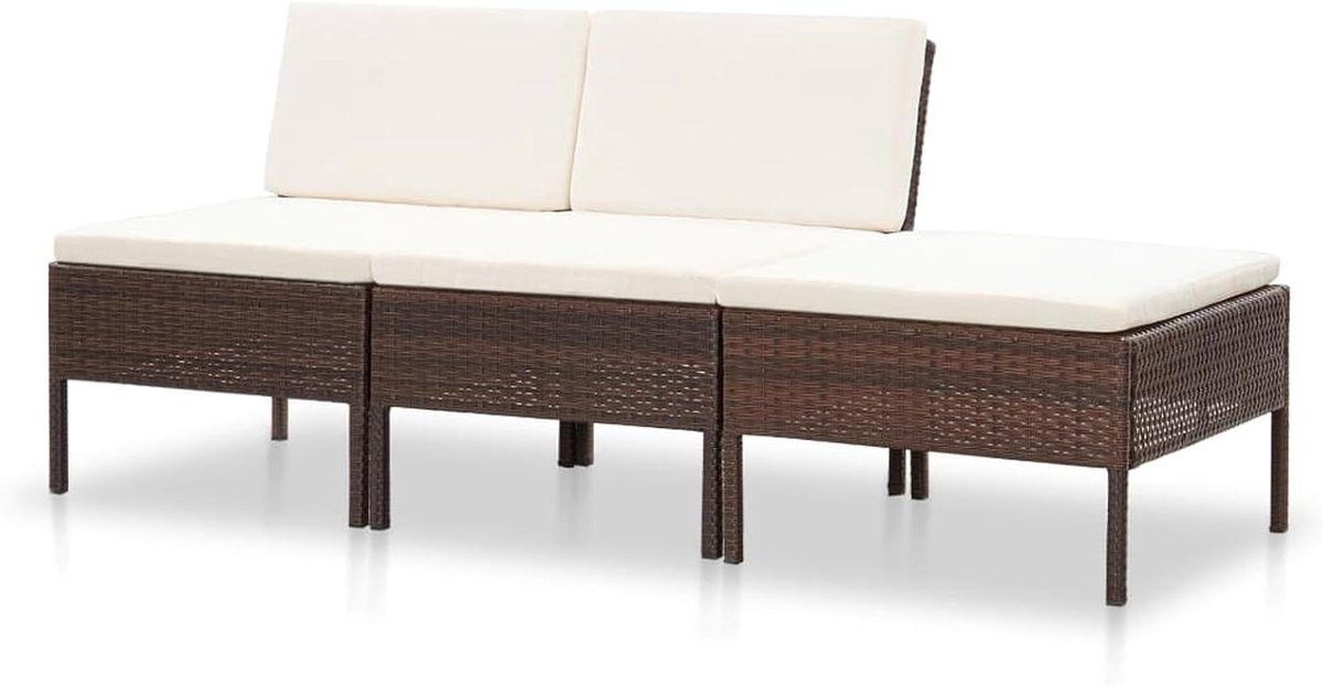 Tuinloungeset - Loungebank set - Ontspannen in de tuin - 3-delige set - Niet gespecificeerd - Bruin