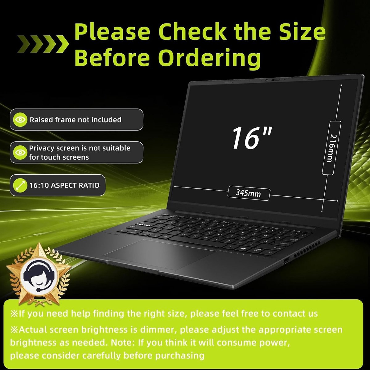 Privacyscherm voor laptop - Blauw - 16 inch 16:10 - Privacyfilter met Blauwlichtfilter en Anti-Glare - Voor 16 inch laptops